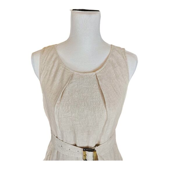 NWOT Tahari 100% Linen Sleeveless Belted Dress with Pockets Size 4 - Picture 3 of 16